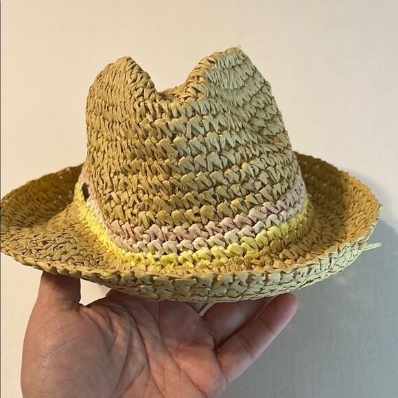 BILLABONG Paper Straw Hat Pastel Stripes Pink White Yellow Cowboy Sun Festival - Picture 4 of 12